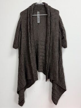 Elsamanda Cardigan Sweater Womens Medium Brown Alpaca Wool Blend Short Sleeve